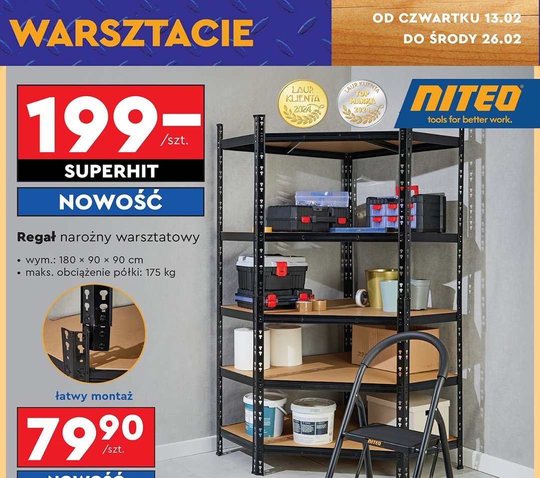 Regał warsztatowy 180 x 90 x 90 cm Niteo tools promocja w Biedronka