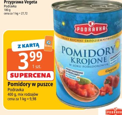 Pomidory w puszce Pomidory w puszce Podravka promocja w Leclerc