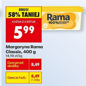 Margaryna Rama Classic, 400 g promocja w Biedronka