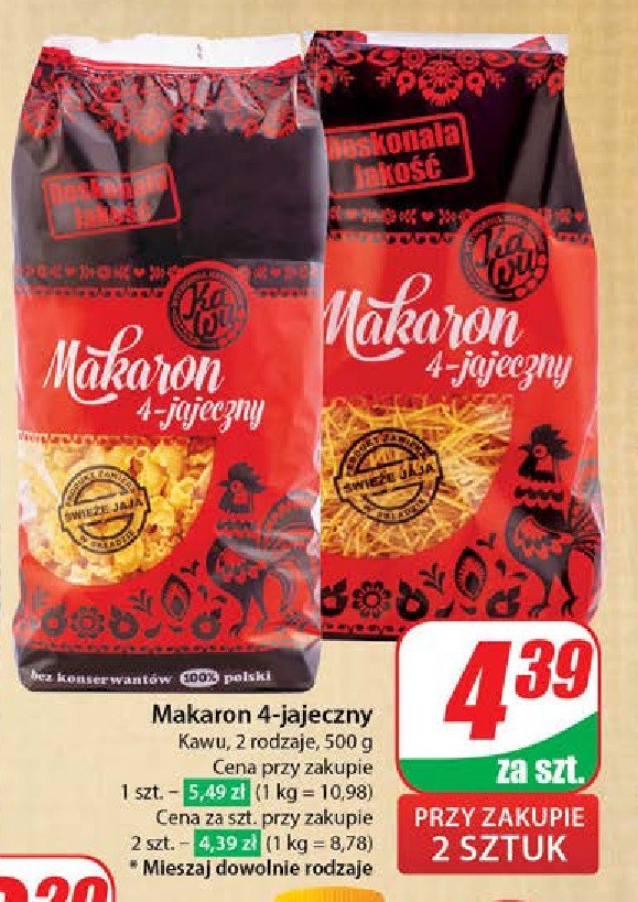 Makaron 4 jajeczny wstążki gniazdo Kawu promocja