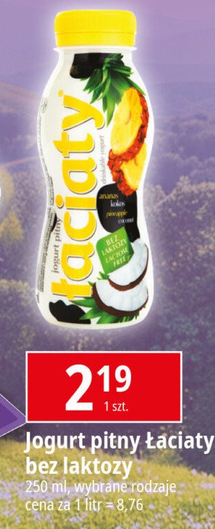 Jogurt do picia ananas kokos bez laktozy Łaciaty promocja