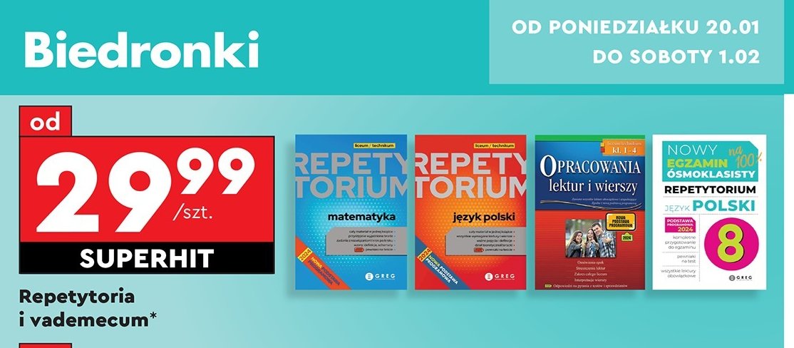 Opracowanie lektur i wierszy promocja w Biedronka