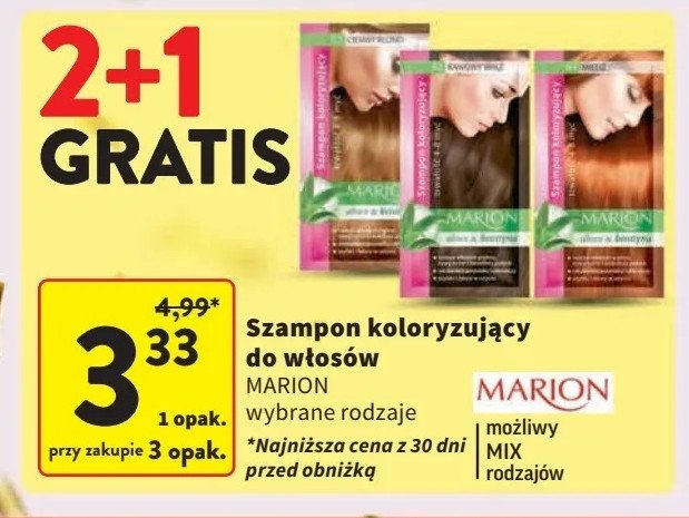 Szampon koloryzujący 62 ciemny blond Marion promocja w Intermarche