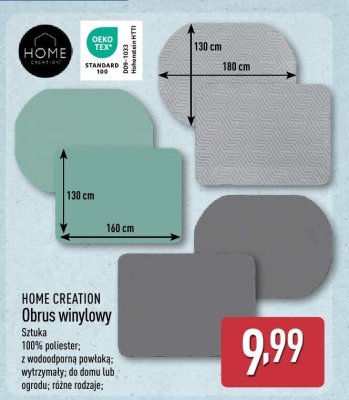 Obrus winylowy HOME CREATION sztuka 100% poliester; z wodoodporną powłoką; wytrzymały; do domu lub ogrodu; różne rodzaje promocja w Aldi