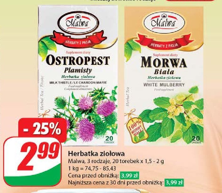 Herbatka ostropest plamisty Malwa tea promocja