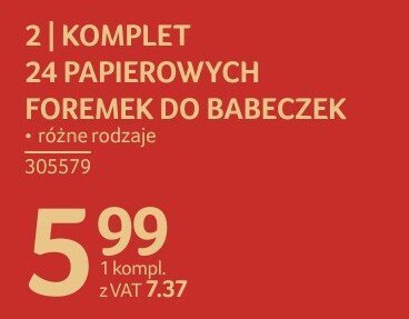 Komplet 24 papierowych foremek do babeczek różne rodzaje promocja w Selgros