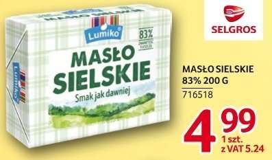 Masło Lumiko Masło Sielskie 83% promocja w Selgros