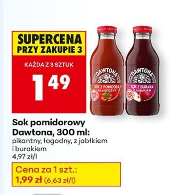 Sok pomidorowy Dawtona, 300 ml z jabłkiem i buraczkiem promocja w Biedronka