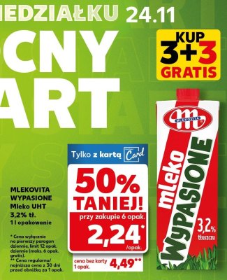 Mleko UHT Wypasione 3,2% 1 l 3+3 GRATIS promocja w Kaufland