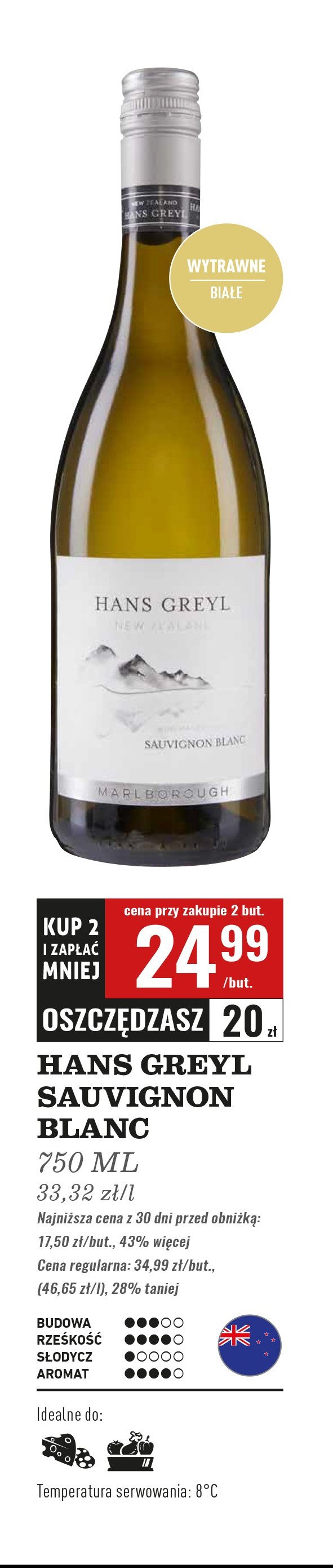 Wino HANS GREYL SAUVIGNON BLANC DRY promocja