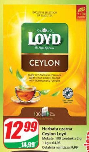 Herbata ekspresowa LOYD TEA CEYLON SENSE promocja