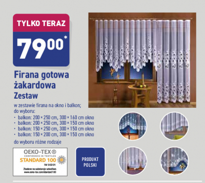 Firana żakardowa balkon 200 x 250 cm okno 300 x 160 cm promocja