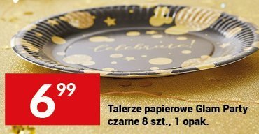 Talerze papierowe Glam Party czarne 8 szt., 1 opak. promocja w Twój Market