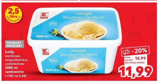 Lody bourbon-vanilla K-classic promocja