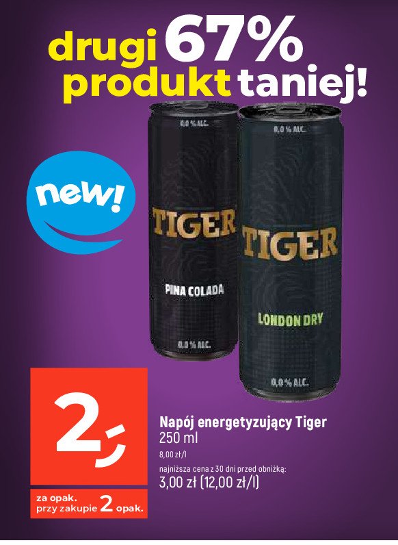 Napój london dry Tiger energy drink promocja