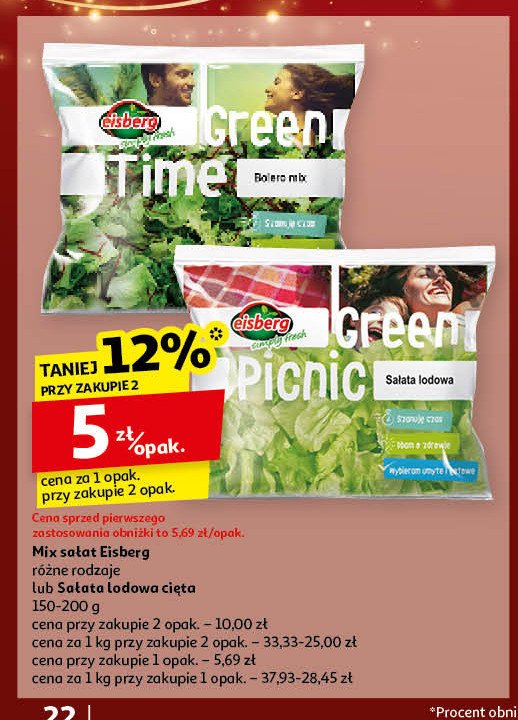 Mieszanka sałat green time Eisberg promocja w Auchan