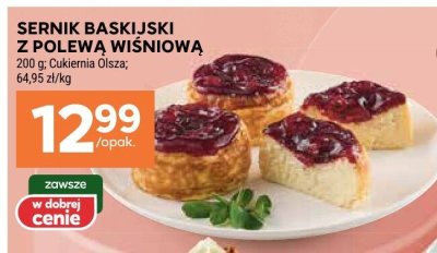 Sernik baskijski z polewą wiśniową Cukiernia Olsza promocja w Stokrotka