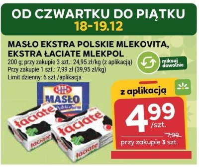 Masło ekstra polskie Mlekovita, ekstra łaciate Mlekpol promocja w Stokrotka