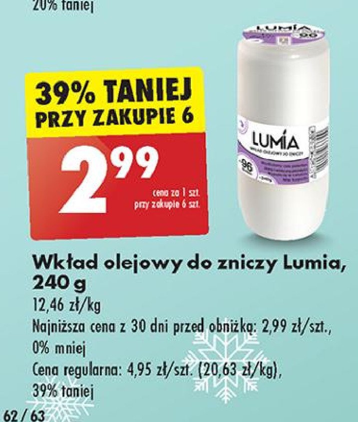 Wkład olejowy do zniczy 240 g 96 h Lumia promocja w Biedronka