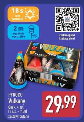 Fajerwerki PYROCO Vulkany zestaw fontann promocja w Aldi
