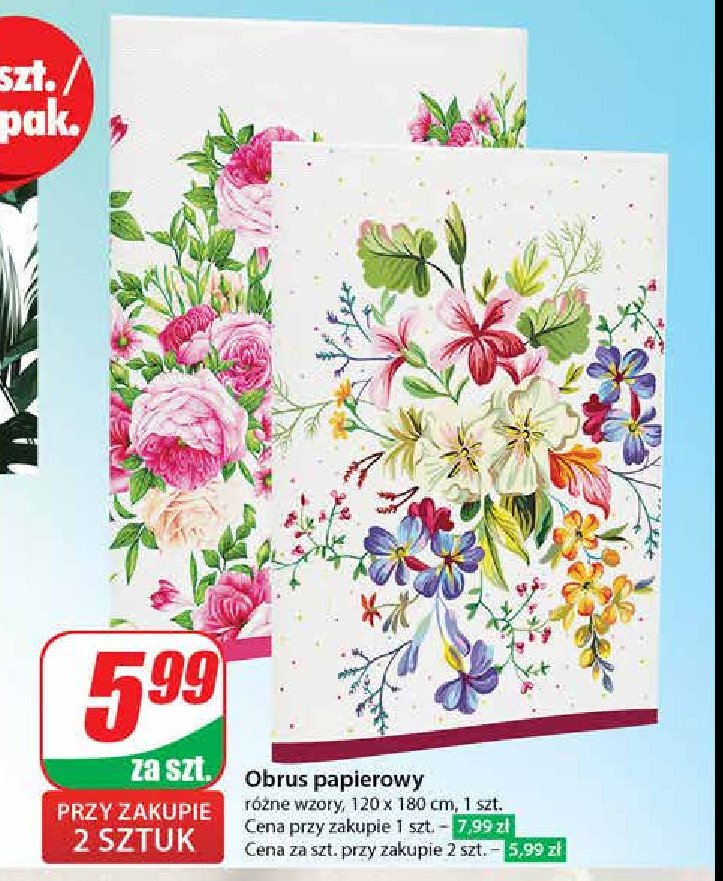 Obrus papierowy 120 x 180 cm promocja