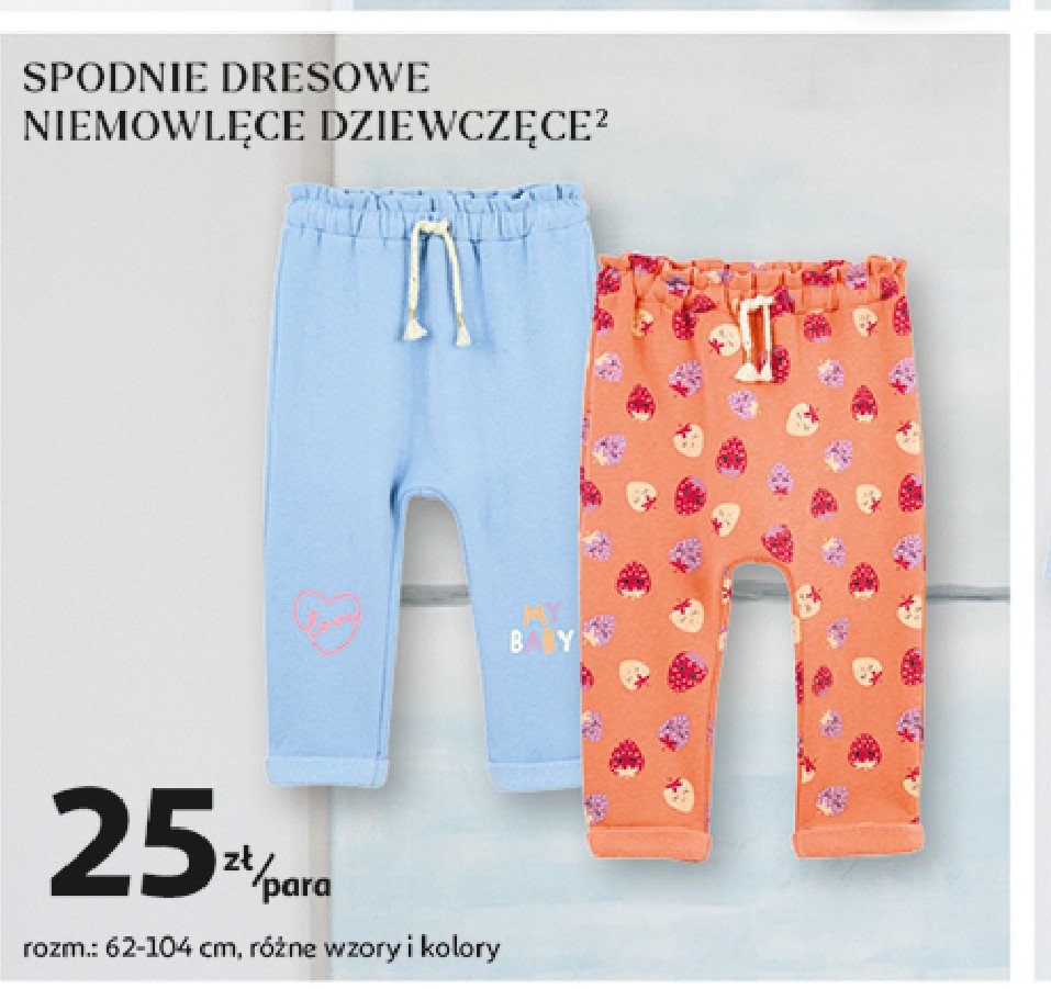 Spodnie niemowlęce dziewczęce 62-104 cm Auchan inextenso promocja w Auchan