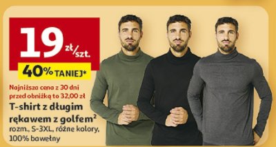 T-shirt z długim rękawem z golfem promocja w Auchan