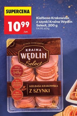 Kiełbasa Krakowska z szynki Kraina Wędlin Select promocja w Biedronka