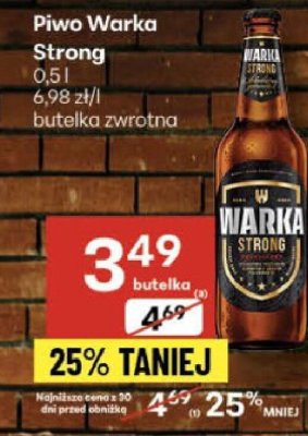 Piwo Warka Strong 0.5l promocja w Delikatesy Centrum