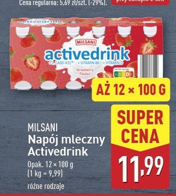 Napój truskawkowy Milsani promocja w Aldi