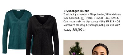 Bluzka błyszcząca czarna ze srebrną nitką promocja w Tchibo