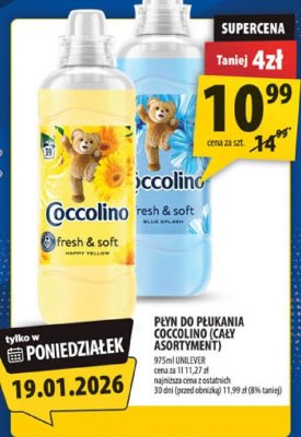 Płyn do płukania Coccolino fresh & soft (cały asortyment) promocja w Arhelan