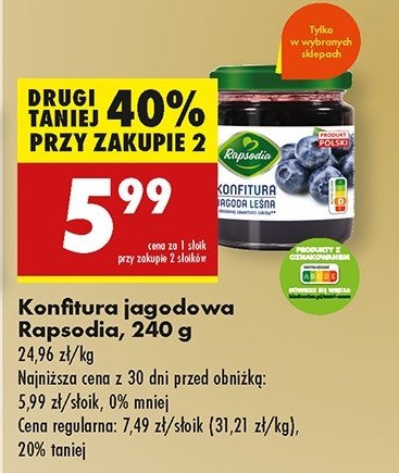 Konfitura jagodowa OWOCOWA RAPSODIA promocja w Biedronka
