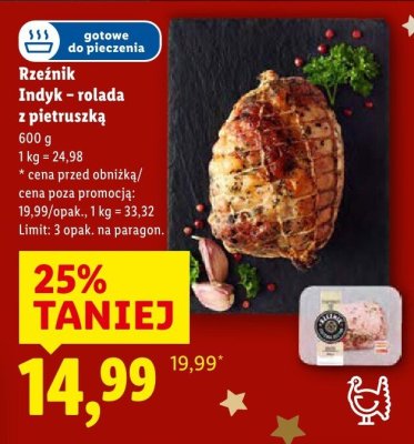 Rzeźnik Indyk - rolada z pietruszką gotowe do pieczenia promocja w Lidl