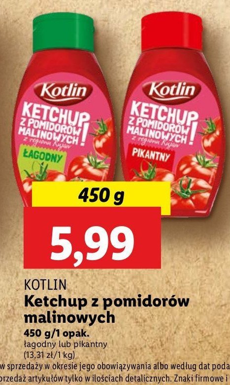 Ketchup z pomidorów malinowych pikantny Kotlin promocja