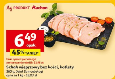 Schab wieprzowy bez kości, kotlety promocja w Auchan
