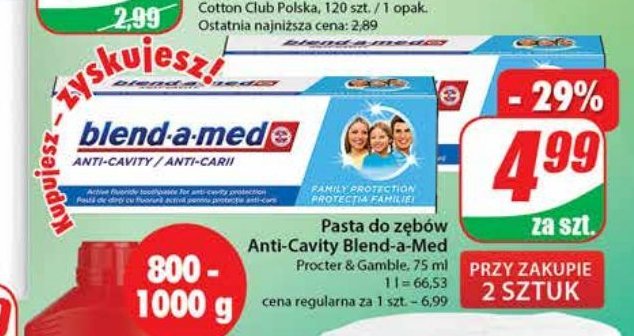 Pasta do zębów family protection Blend-a-med anti-cavity promocja