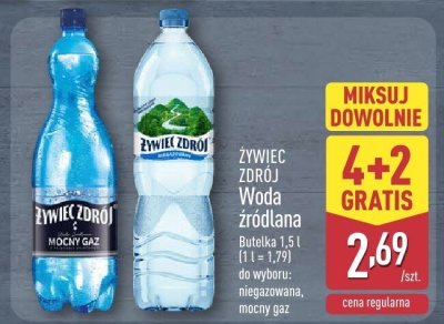 Woda źródlana mocny gaz 4+2 gratis promocja w Aldi
