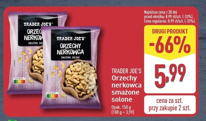 Orzechy nerkowca smażone solone Trader joe's promocja