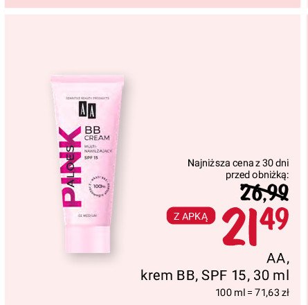 Multi-nawilżający krem bb Aa aloes pink promocja