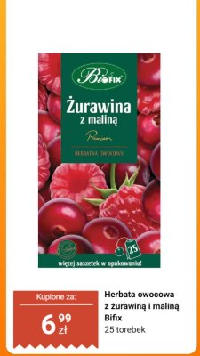 Herbata owocowa z żurawiną i maliną Bifix promocja w Dino