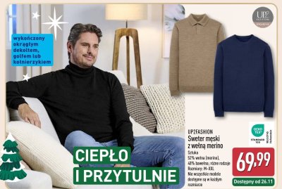Sweter męski z wełną merino  promocja w Aldi