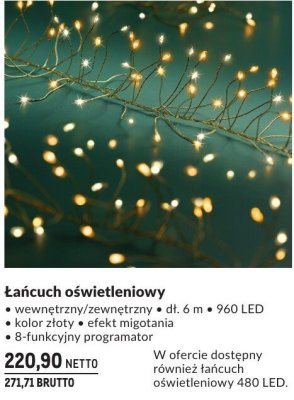 Łańcuch oświetleniowy wewnętrzny/zewnętrzny 6 m 960 LED promocja w Makro