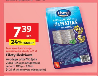 Filety śledziowe a'la matjas w oleju Lisner promocja