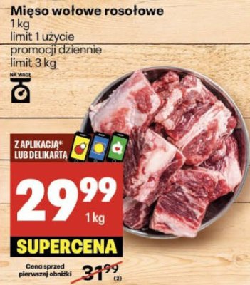 Mięso wołowe rosołowe promocja w Delikatesy Centrum