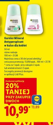 Antyperspirant Garnier Mineral Antyperspirant w kulce dla kobiet promocja w Lidl
