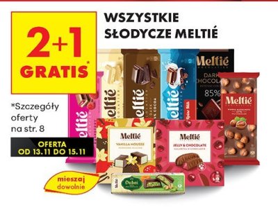 Wszystkie słodycze Meltié różne rodzaje promocja w Biedronka