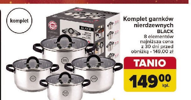 Komplet garnków black Mg home promocja w Carrefour