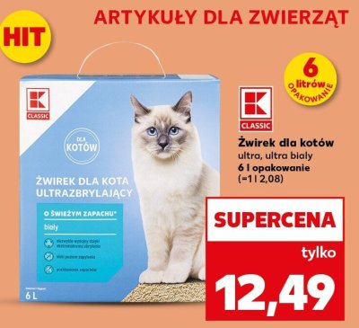 Żwirek dla kotów ultra, ultra biały promocja w Kaufland