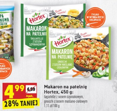 Makaron na patelnię tagliatelle z sosem szpinakowym Hortex promocja